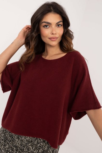Oversize svetřík s 3/4 rukávem bordó