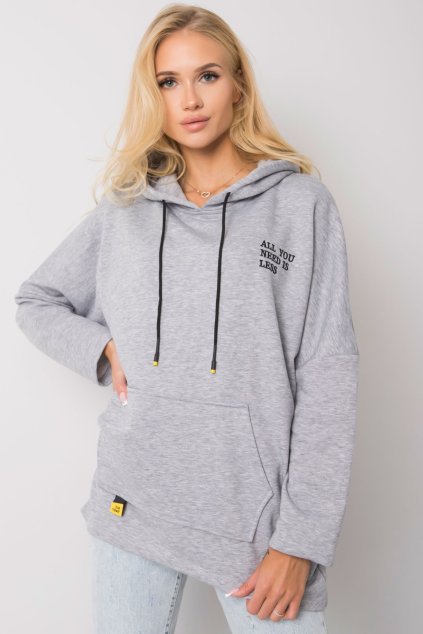 Mikina All You Need Is Less s přední kapsou a kapucí šedá (Velikost UNI)