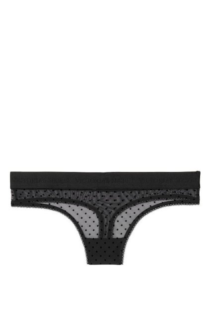 Tanga Victorias Secret Mesh Dot černá