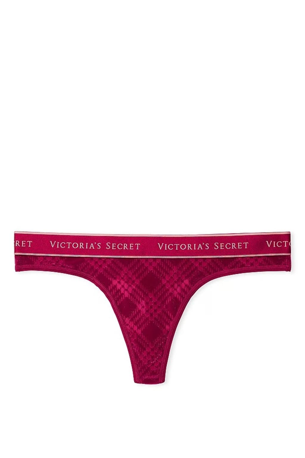 Tanga Victorias Secret Logo Velvet vínová Velikost: M