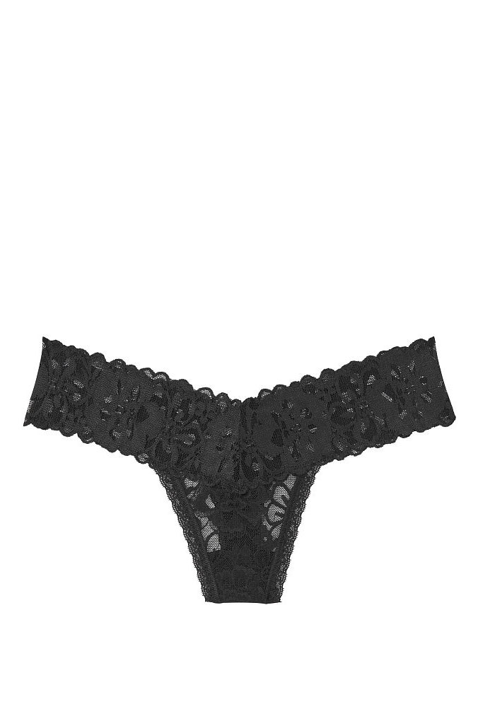 Victoria's Secret Tanga Victorias Secret Floral Lace černá Velikost: L