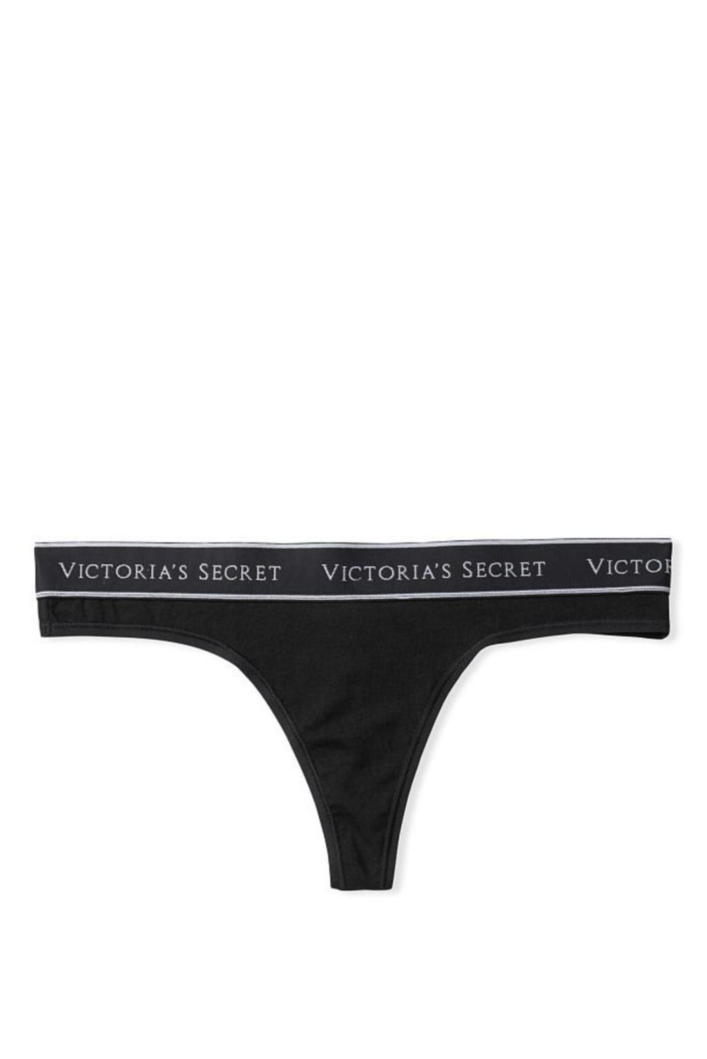 Victoria's Secret Tanga Victorias Secret Cotton Logo černá Velikost: L