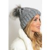 Zimní čepice s bambulí šedá