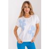Krátké triko bílo-modré s potiskem (Velikost L/XL)