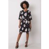 Šaty s květovaným vzorem a páskem černé (Velikost 44)