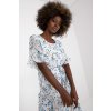 Šaty s květovaným vzorem a páskem bílo-modré (Velikost 36)