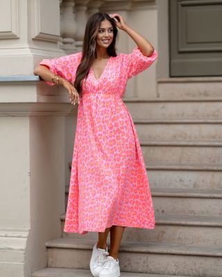 😍Máme skladem😍Mušelínové šaty Venezia leo fluo pink 🩷👆