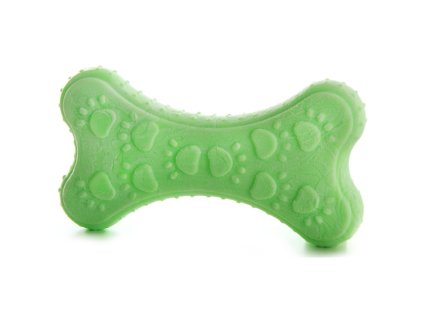 Hračka TPR kost 10,5cm zelená JK Animals