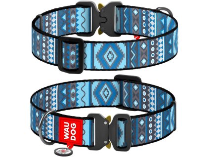 WAUDOG Nylon obojek 2,5 × 33–49 cm Etno modrý