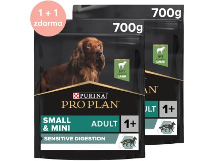 Pro Plan Small & Mini Adult Sensitive Digestion jehně 700 g 1 + 1 zdarma