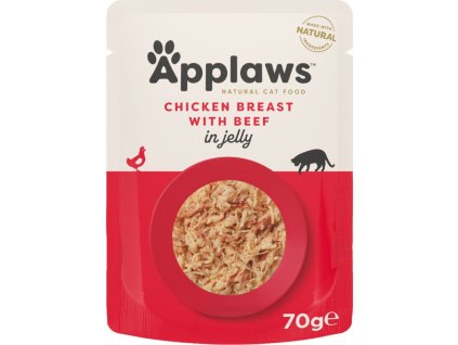 Applaws Cat Pouch kuřecí prsa s hovězím v želé 70 g