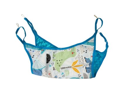 Samohýl Exclusive závěsný pelech loďka minky tyrkysový a dinosauři