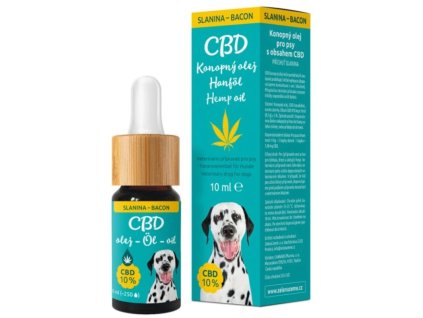 Zelená země CBD konopný olej s příchutí slaniny pro psy 10 10 ml