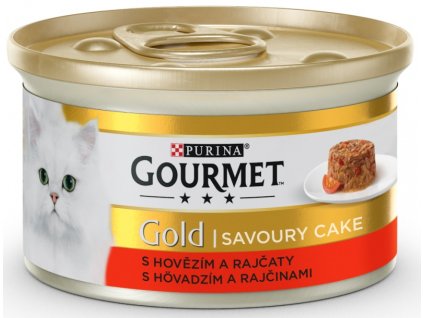 Gourmet Gold cat konz. Savoury Cake hovězí,rajče 85 g