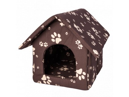 Bouda Tlapka, bavlna, hnědá, béžové tlapky 40 x 50 cm