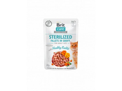 Brit Care Cat Pouch STERILIZED Healthy Rabbit in Gravy