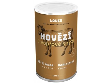 Louie konz. pro psy hovězí a vepřové s rýží 1200 g