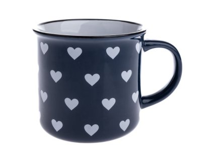 keramicky hrnek modry s bilymi srdicky 400ml