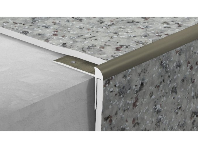 Schodová lišta vrtaná, hliník elox bronz, 20x42 mm, 2,5 m, pro tl: 3 mm