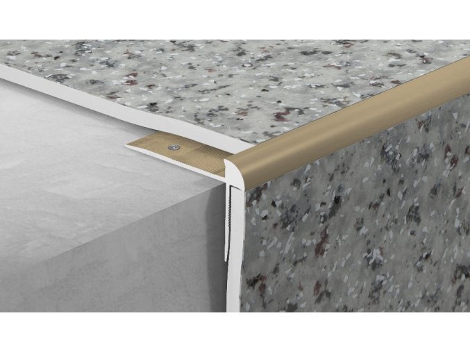 Schodová lišta vrtaná, hliník elox titan, 20x42 mm, 2,5 m, pro tl: 3 mm