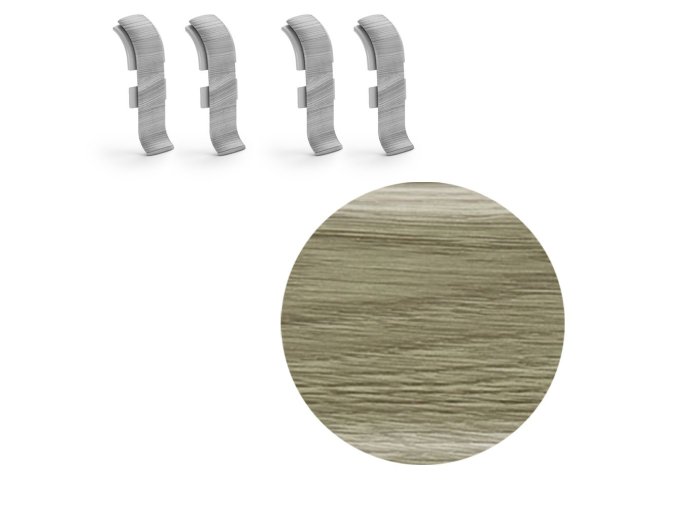 Spojka k soklové liště měkčené, Salag 56 mm, PVC, Ořech antik | Silver wood | Willow | Dub šedý (4 ks v balení)