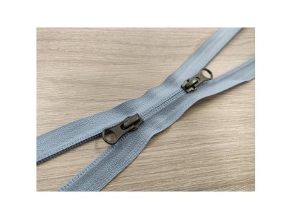 YKK reverzní spirálový zip s galvanizovanými 2 běžci, vel. 5, světle modrá