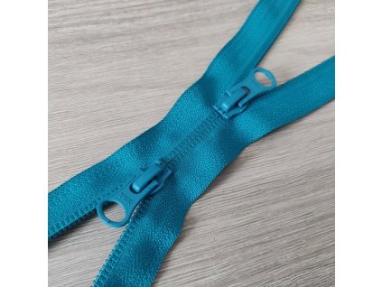 YKK reverzní spirálový zip s matnými 2 běžci, vel. 5, petrolejová