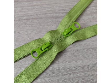 YKK reverzní spirálový zip s matnými 2 běžci, vel. 5, světle zelená