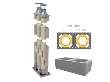 SUPER BLOK Universal dvouprůduchový výšky 4,08 m 180/45°+200/90°