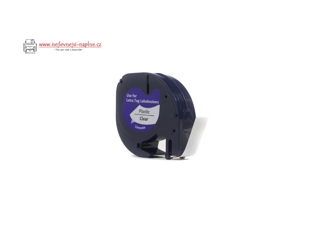 Náhradní páska JetWorld Dymo LabelWriter Black on Clear, 12 mm x 4 m LetraTag LT100H, LT100T, LT100, QX50, XR (12267, 12268, 16951, 16952) (S0721530, S0721540)