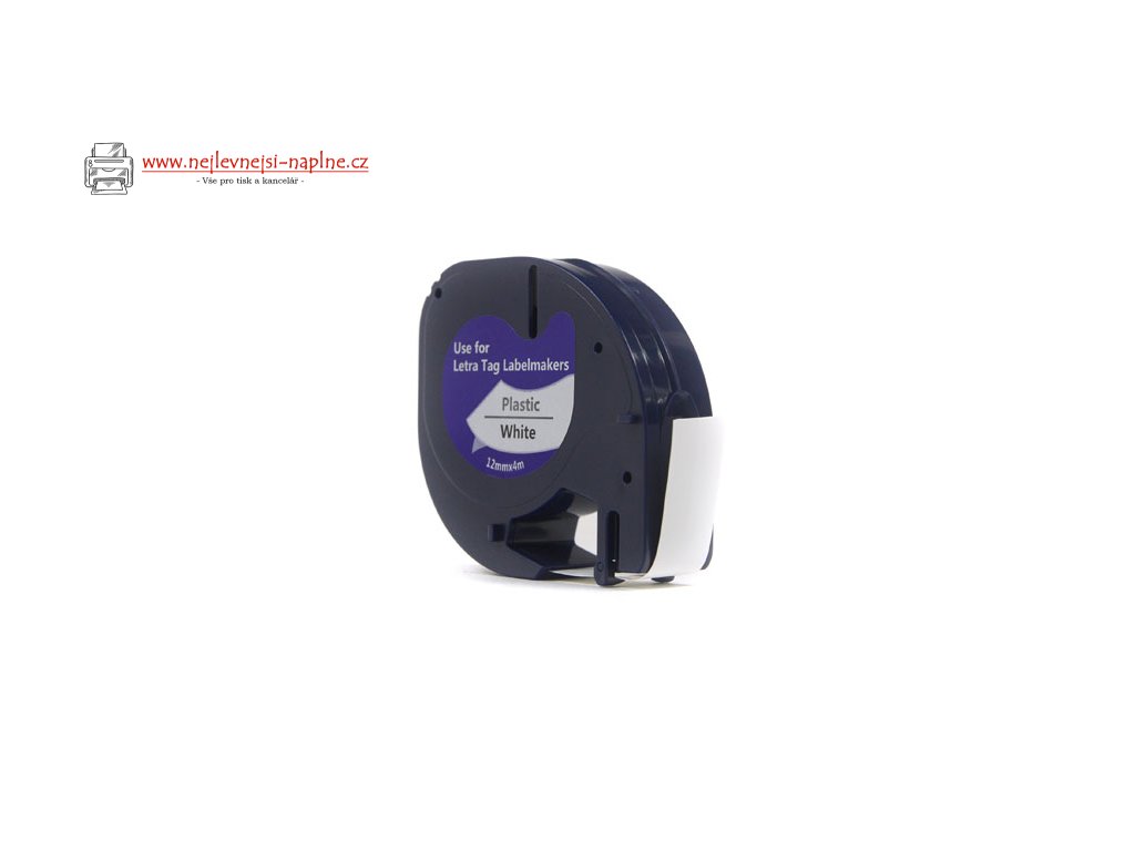 Náhradní páska JetWorld Dymo LetraTag Black on White, 12 mm x 4 m (59422, 91201, 91331, 91221) (S0721560, S0721610, S0721660)