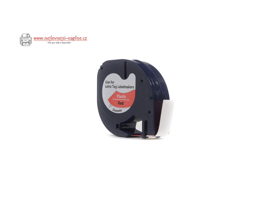 Náhradní páska JetWorld Dymo LetraTag Black on Red, 12 mm x 4 m (59424, 91203, 91333, 91223) (S0721580, S0721630)