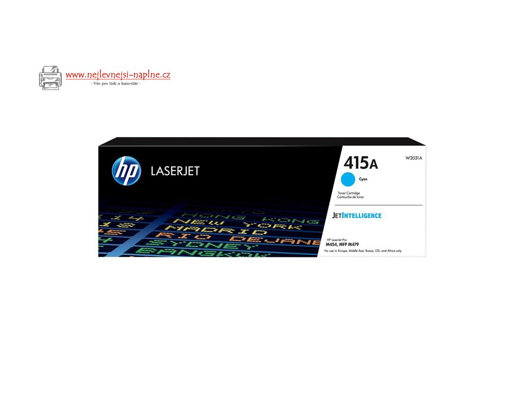 Originální azurový toner HP Color LaserJet Color Pro M454, M479, MFP M454, MFP M479, Enterprise M455, MFP M480, Managed E45028, E47528 (415A W2031A)