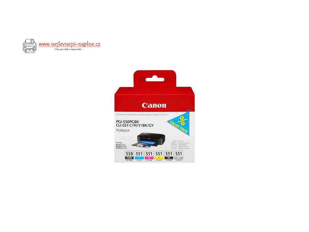 Canon originální ink PGI-550/CLI-551PGBK/C/M/Y/BK/GY, 6496B005, black/color