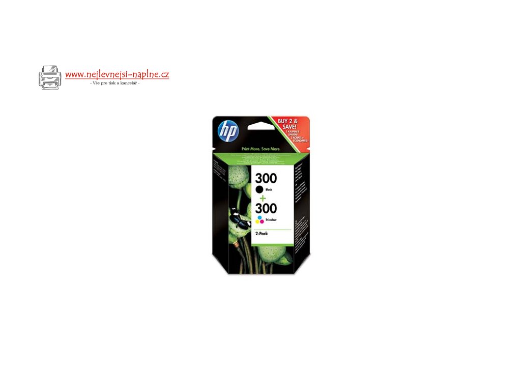 HP originální ink CN637EE, HP 300, black/color, blistr, 2 x 200str., 2x4ml