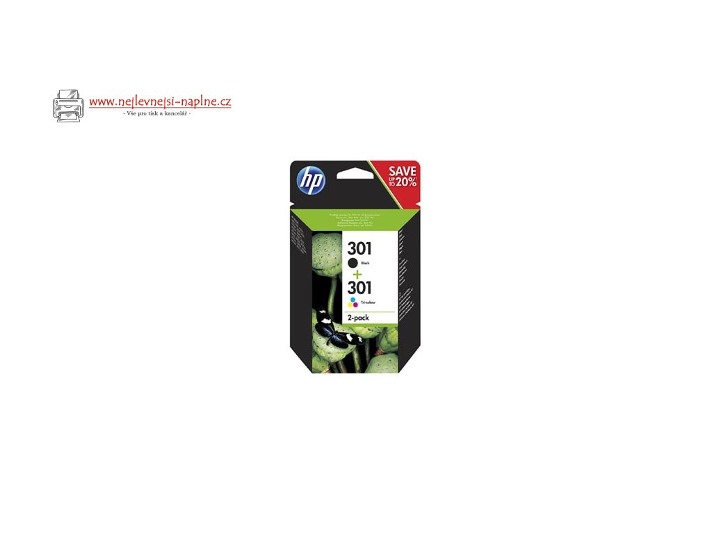 HP originální ink N9J72AE, HP 301, black/color, 190/165str., 2-pack