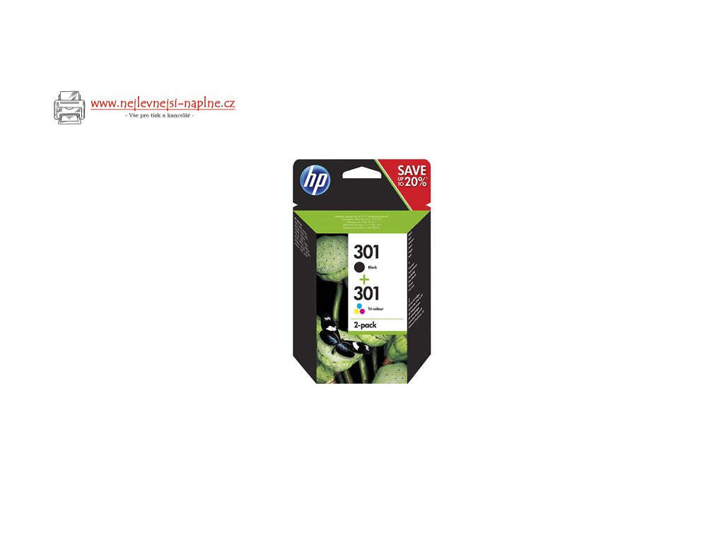 HP originální ink N9J72AE, HP 301, black/color, blistr, 190/165str., 2-pack