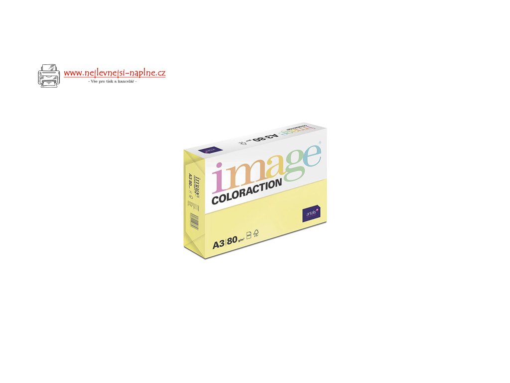 Xerografický papír Coloraction, Canary, A3, 80 g/m2, středně žlutý, 500 listů, vhodný pro inkoustový tisk