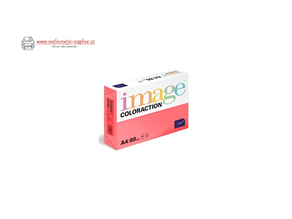 Xerografický papír Coloraction, Malibu, A4, 80 g/m2, reflexní růžový, 500 listů, vhodný pro inkoustový tisk