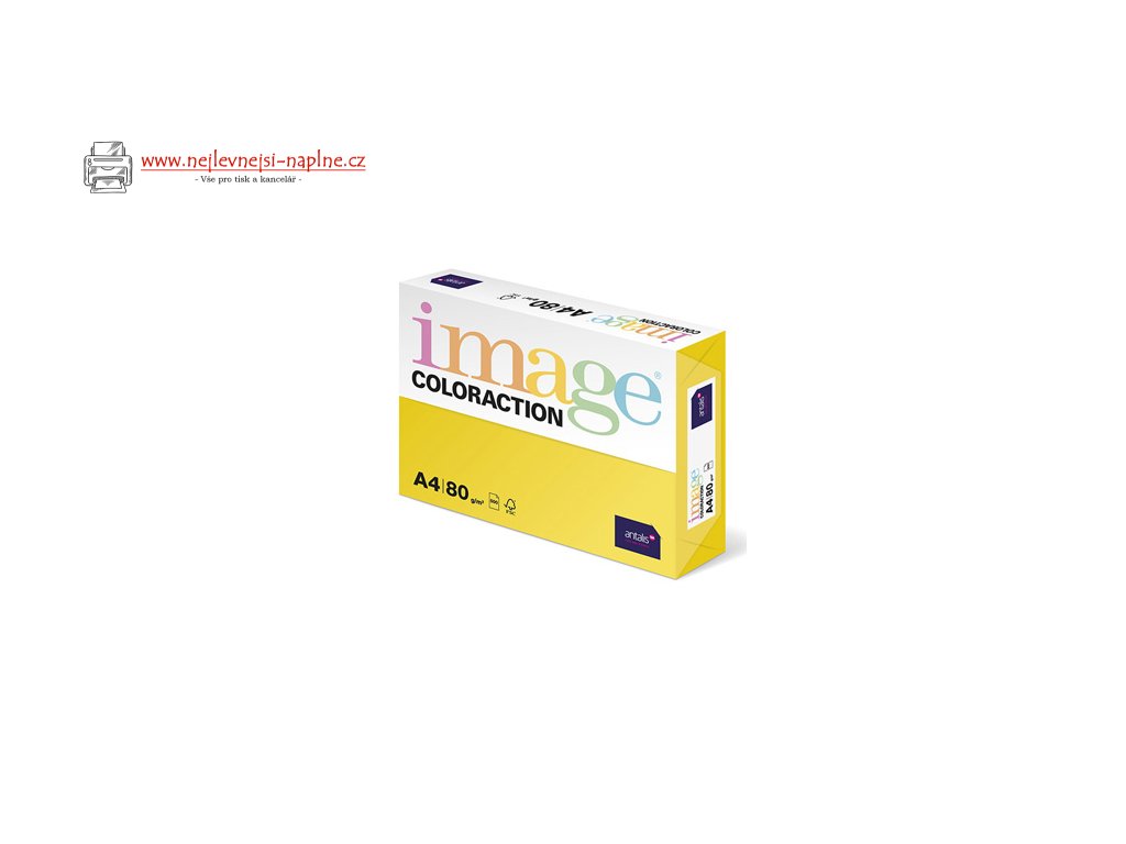 Xerografický papír Coloraction, Canary, A4, 80 g/m2, středně žlutý, 500 listů, vhodný pro inkoustový tisk