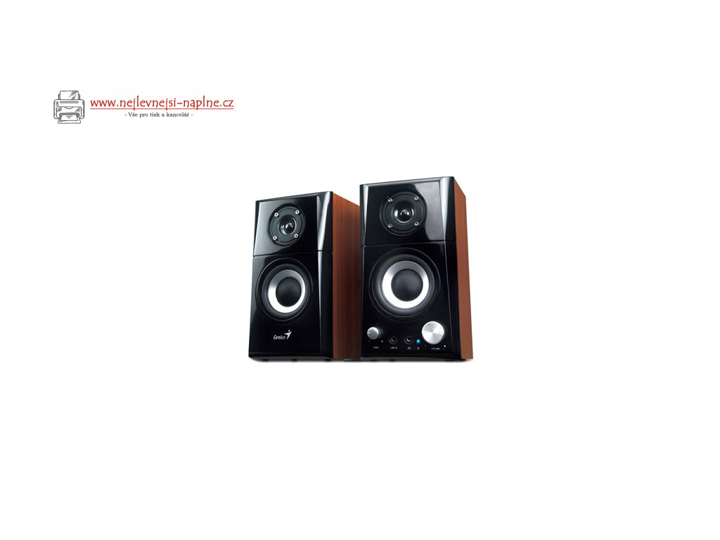 Genius reproduktory SP-HF500A v2, 2.0, 16W, hnědo-černé, regulace hlasitosti, sluchátkový výstup, 3,5 mm jack (USB)+ AUX, 100Hz~20