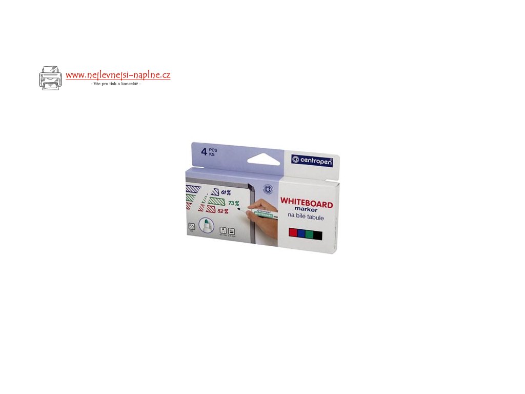 Centropen, sada whiteboard marker 8559, color, 4ks, 2.5mm, alkoholová báze