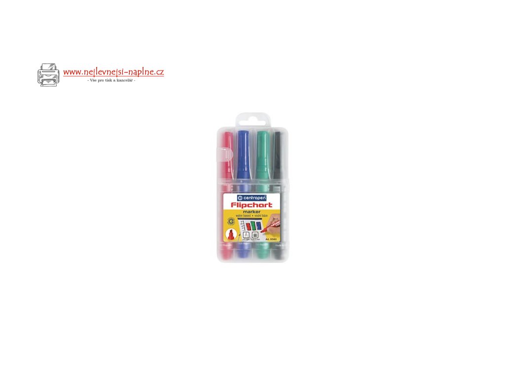 Centropen, sada flipchart marker 8560, color, 4ks, 1-4,6mm, nepropíjí se papírem