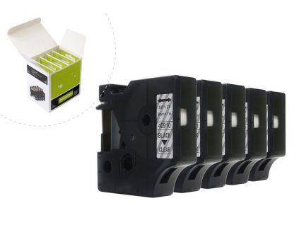 Náhradní páska JetWorld Dymo D1 Black on Clear 9mm x 7m (5ks) LM100, LM100Plus, LM100Series, LM120P, LM280, LM300, LM350, LM350D, LM350Series, LM360D, LM400, LM420P, LM450, LM450D, LM450Series, LM500TS, LMPC, LMPC2 (40910) (S0720670)