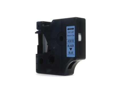 Náhradní páska JetWorld Dymo D1 černá na modré 6 mm x 7 m LM100, LM100+, LM200, LM300, LM400, LM420P, LM350, LM350D, LM360D, LM450D, LM260P, LM120P, LM500TS, LM160, LM210D, LM280, LM150, LM220 (43616)