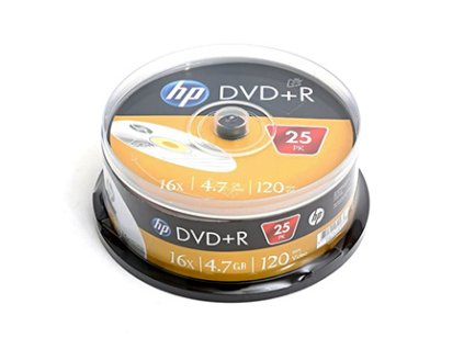 HP DVD+R, 69329, DRE00025-3, 4.7GB, 16x, cake box, 25-pack, bez možnosti potisku, 12cm, pro archivaci dat