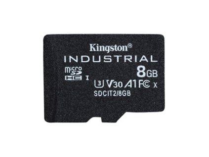 Kingston paměťová karta Micro Secure Digital Card Industria, 8GB, micro SDHC, SDCIT2/8GBSP, UHS-I U3 (Class 10), V30, A1, pSLC kar