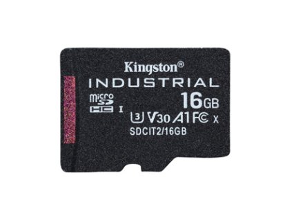 Kingston paměťová karta Industrial C10, 16GB, micro SDHC, SDCIT2/16GBSP, UHS-I U3 (Class 10), V30, A1, pSLC karta