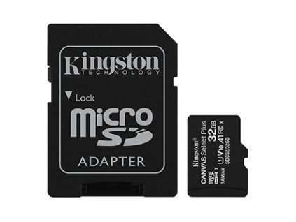 Kingston paměťová karta Canvas Select Plus, 32GB, micro SDHC, SDCS2/32GB, UHS-I U1 (Class 10), s adaptérem, A1