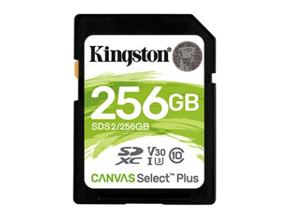 Kingston paměťová karta Canvas Select Plus, 256GB, SDXC, SDC2/256GB, UHS-I U3 (Class 10), A1